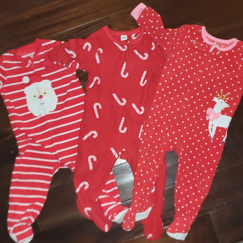 17M3 pack Christmas footie Pajamas